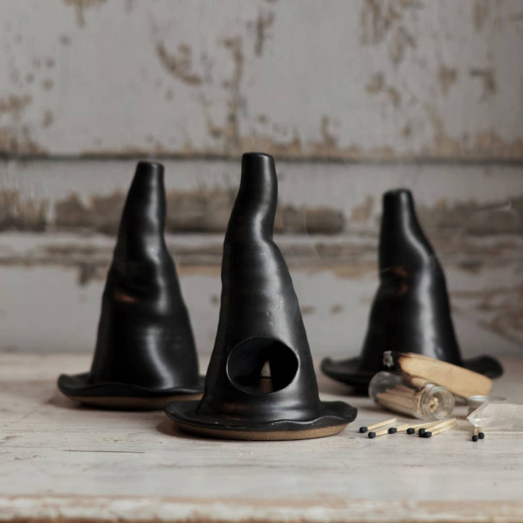 Witch Hat Incense Burner | Black Stoneware Handmade Ceramic