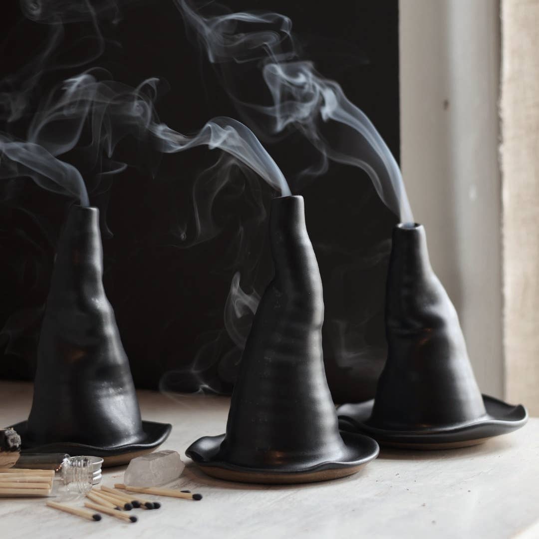 Witch Hat Incense Burner | Black Stoneware Handmade Ceramic