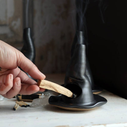 Witch Hat Incense Burner | Black Stoneware Handmade Ceramic